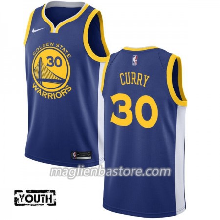 Maglia NBA Golden State Warriors Stephen Curry 30 Nike 2017-18 Blu Swingman - Bambino